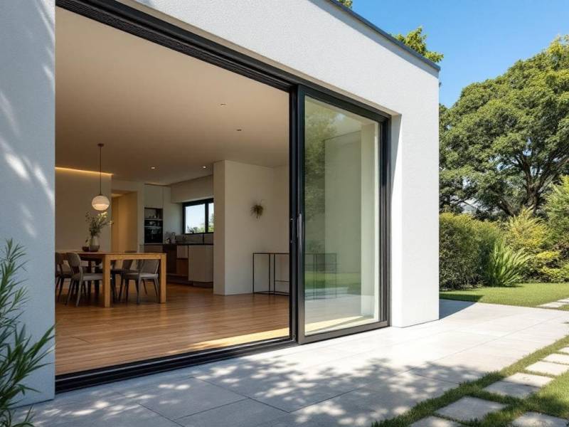 Fourniture et installation de baie vitrée avec seuil encastré à Sarlat (24) en Dordogne 