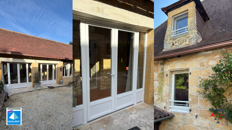 Changement complet de menuiserie PVC sur mesure blanc à Tursac (24) en Dordogne