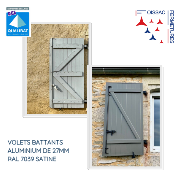 Installation de volets battants aluminium sur mesure au Vigan (46) dans le Lot 